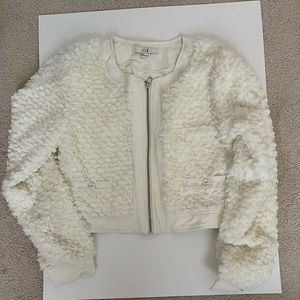 Forever 21 cream, short, faux fur jacket
